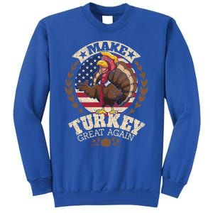 Make Turkey Great Again Grunge Thanksgiving Trumpkin Us Flag Gift Tall Sweatshirt