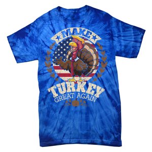 Make Turkey Great Again Grunge Thanksgiving Trumpkin Us Flag Gift Tie-Dye T-Shirt