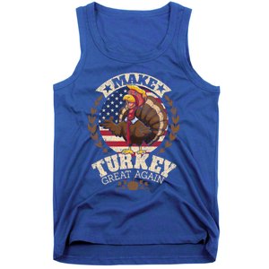 Make Turkey Great Again Grunge Thanksgiving Trumpkin Us Flag Gift Tank Top