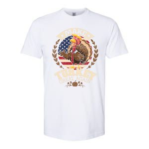 Make Turkey Great Again Grunge Thanksgiving Trumpkin Us Flag Gift Softstyle CVC T-Shirt