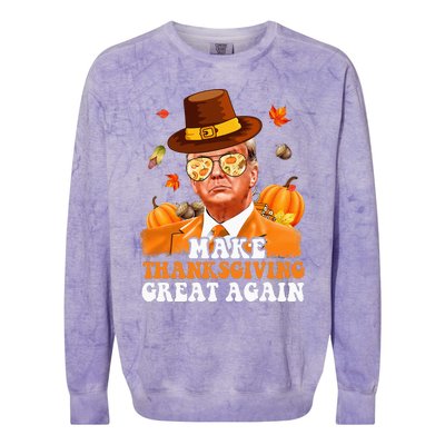 Make Thanksgiving Great Again Autumn Fall Leaves Trump Funny Colorblast Crewneck Sweatshirt