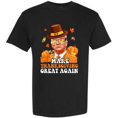 Make Thanksgiving Great Again Autumn Fall Leaves Trump Funny Garment-Dyed Heavyweight T-Shirt