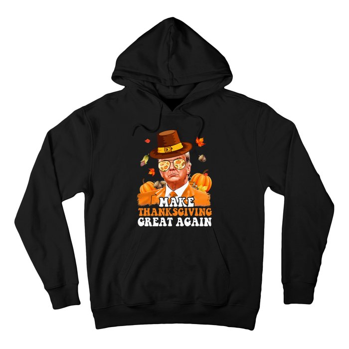 Make Thanksgiving Great Again Autumn Fall Leaves Trump Funny Hoodie