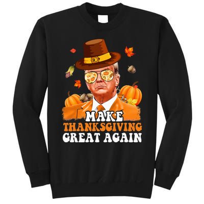 Make Thanksgiving Great Again Autumn Fall Leaves Trump Funny Sweatshirt