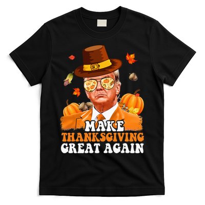 Make Thanksgiving Great Again Autumn Fall Leaves Trump Funny T-Shirt