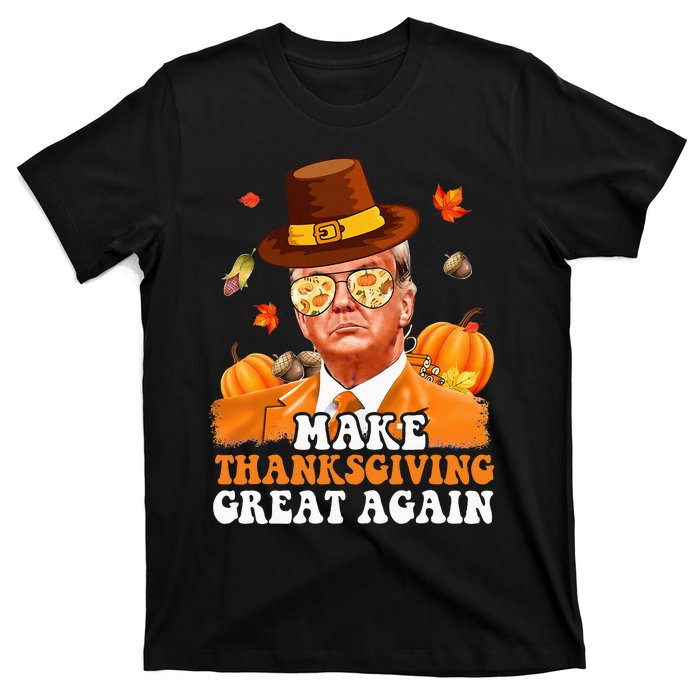 Make Thanksgiving Great Again Autumn Fall Leaves Trump Funny T-Shirt