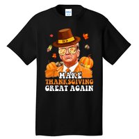 Make Thanksgiving Great Again Autumn Fall Leaves Trump Funny Tall T-Shirt