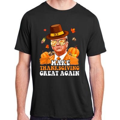 Make Thanksgiving Great Again Autumn Fall Leaves Trump Funny Adult ChromaSoft Performance T-Shirt