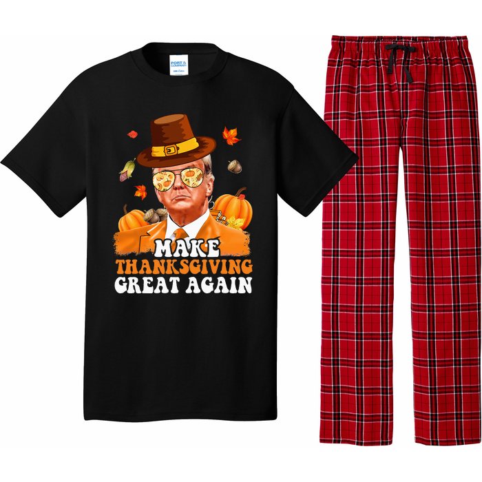 Make Thanksgiving Great Again Autumn Fall Leaves Trump Funny Pajama Set