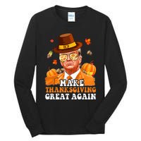 Make Thanksgiving Great Again Autumn Fall Leaves Trump Funny Tall Long Sleeve T-Shirt