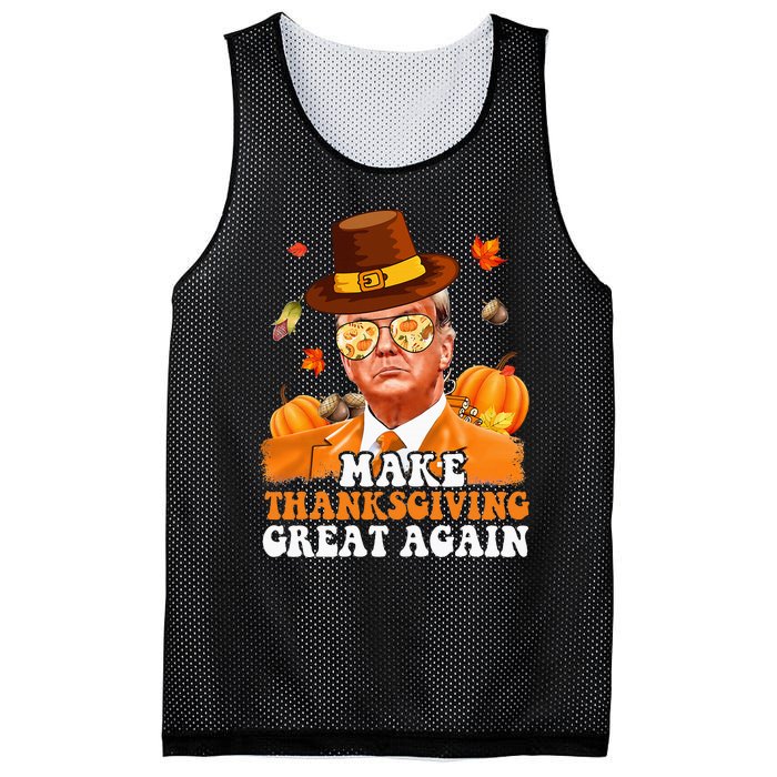 Make Thanksgiving Great Again Autumn Fall Leaves Trump Funny Mesh Reversible Basketball Jersey Tank