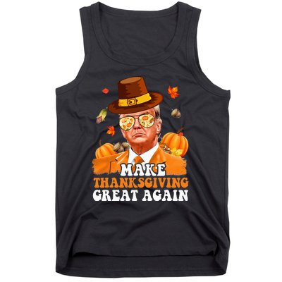 Make Thanksgiving Great Again Autumn Fall Leaves Trump Funny Tank Top