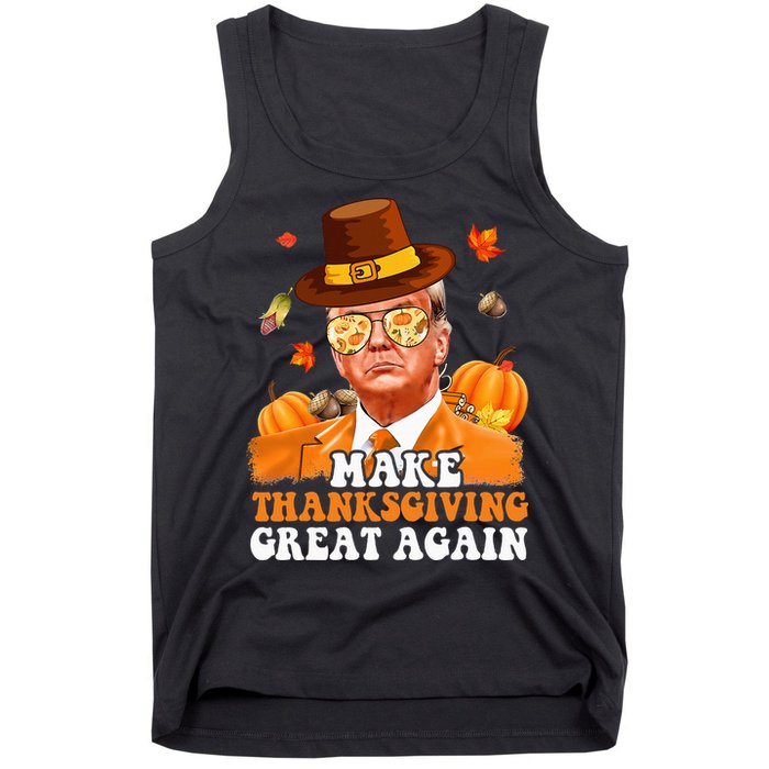 Make Thanksgiving Great Again Autumn Fall Leaves Trump Funny Tank Top