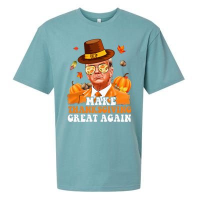 Make Thanksgiving Great Again Autumn Fall Leaves Trump Funny Sueded Cloud Jersey T-Shirt