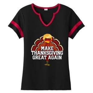 Make Thanksgiving Great Again Trump Turkey Funny 2024 Gift Ladies Halftime Notch Neck Tee