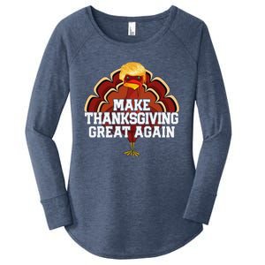 Make Thanksgiving Great Again Trump Turkey Funny 2024 Gift Women's Perfect Tri Tunic Long Sleeve Shirt