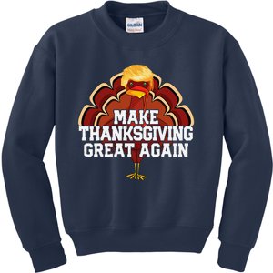 Make Thanksgiving Great Again Trump Turkey Funny 2024 Gift Kids Sweatshirt