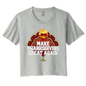 Make Thanksgiving Great Again Trump Turkey Funny 2024 Gift Women's Crop Top Tee