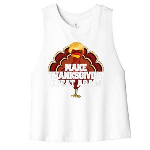 Make Thanksgiving Great Again Trump Turkey Funny 2024 Gift Women's Racerback Cropped Tank