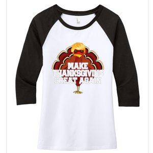 Make Thanksgiving Great Again Trump Turkey Funny 2024 Gift Women's Tri-Blend 3/4-Sleeve Raglan Shirt