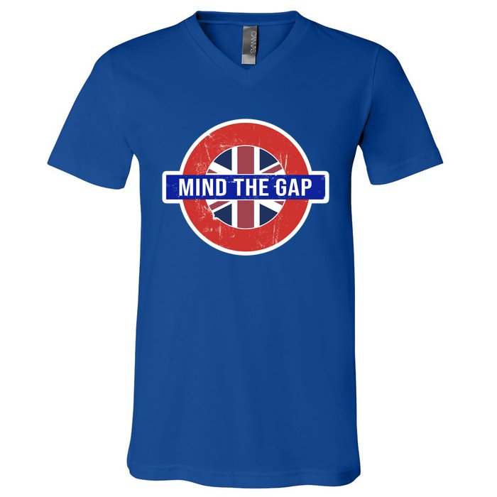 Mind The Gap Great London Vacation Tourist / Travel Gift V-Neck T-Shirt