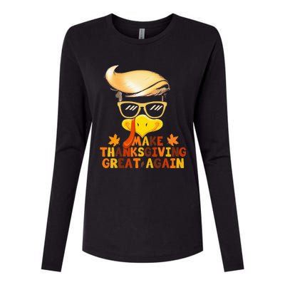 Make Thanksgiving Great Again Trump Turkey Funny 2024 Womens Cotton Relaxed Long Sleeve T-Shirt