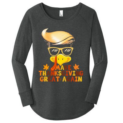 Make Thanksgiving Great Again Trump Turkey Funny 2024 Women's Perfect Tri Tunic Long Sleeve Shirt