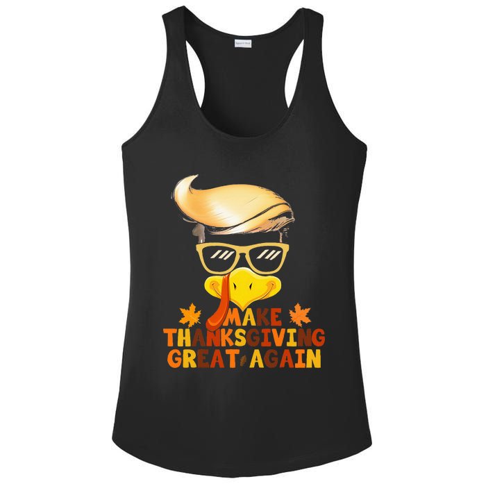 Make Thanksgiving Great Again Trump Turkey Funny 2024 Ladies PosiCharge Competitor Racerback Tank