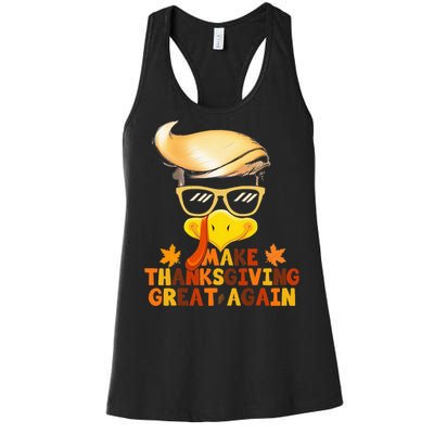 Make Thanksgiving Great Again Trump Turkey Funny 2024 Women's Racerback Tank