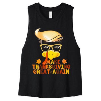 Make Thanksgiving Great Again Trump Turkey Funny 2024 Women's Racerback Cropped Tank