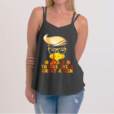 Make Thanksgiving Great Again Trump Turkey Funny 2024 Women's Strappy Tank