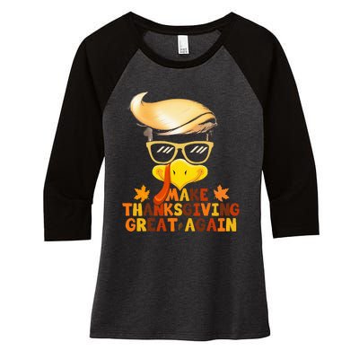 Make Thanksgiving Great Again Trump Turkey Funny 2024 Women's Tri-Blend 3/4-Sleeve Raglan Shirt