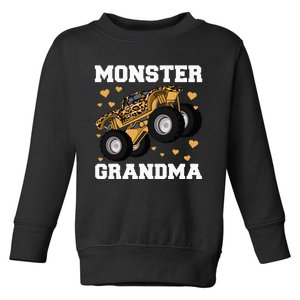 Monster Truck Grandma Leopard Birthday  Grandma Toddler Sweatshirt