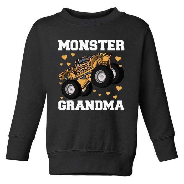 Monster Truck Grandma Leopard Birthday  Grandma Toddler Sweatshirt