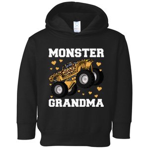 Monster Truck Grandma Leopard Birthday  Grandma Toddler Hoodie