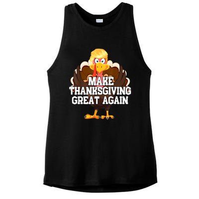 Make Thanksgiving Great Again Trump Turkey Funny Gifts Ladies PosiCharge Tri-Blend Wicking Tank