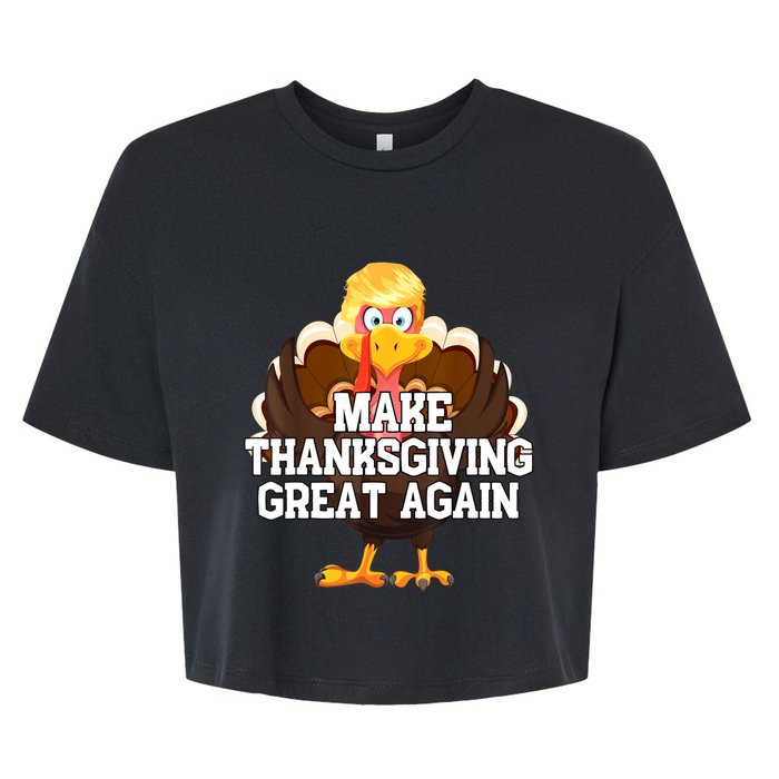 Make Thanksgiving Great Again Trump Turkey Funny Gifts Bella+Canvas Jersey Crop Tee