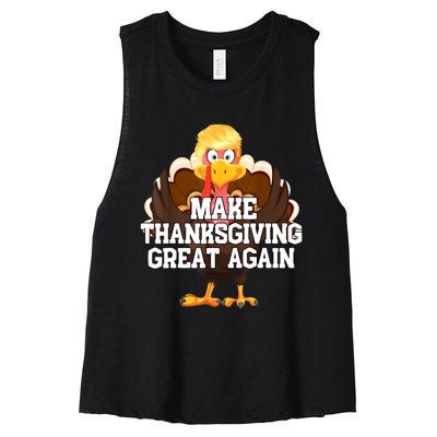 Make Thanksgiving Great Again Trump Turkey Funny Gifts Women's Racerback Cropped Tank