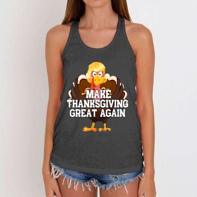 Make Thanksgiving Great Again Trump Turkey Funny Gifts Women's Knotted Racerback Tank