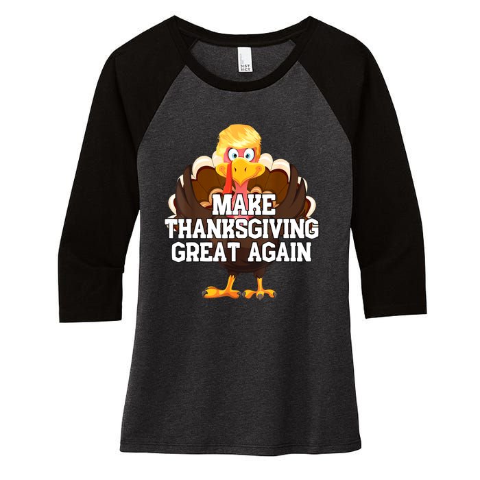 Make Thanksgiving Great Again Trump Turkey Funny Gifts Women's Tri-Blend 3/4-Sleeve Raglan Shirt