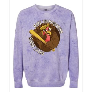 Make Thanksgiving Great Again Pro Trump Turkey Bat Colorblast Crewneck Sweatshirt