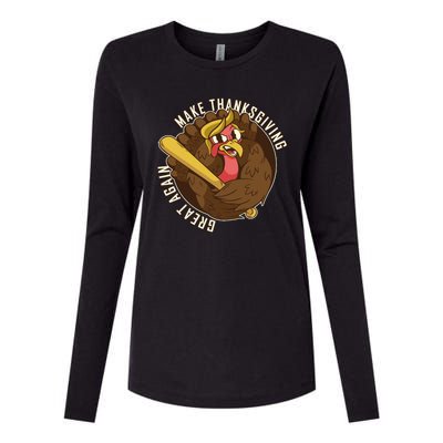 Make Thanksgiving Great Again Pro Trump Turkey Bat Womens Cotton Relaxed Long Sleeve T-Shirt