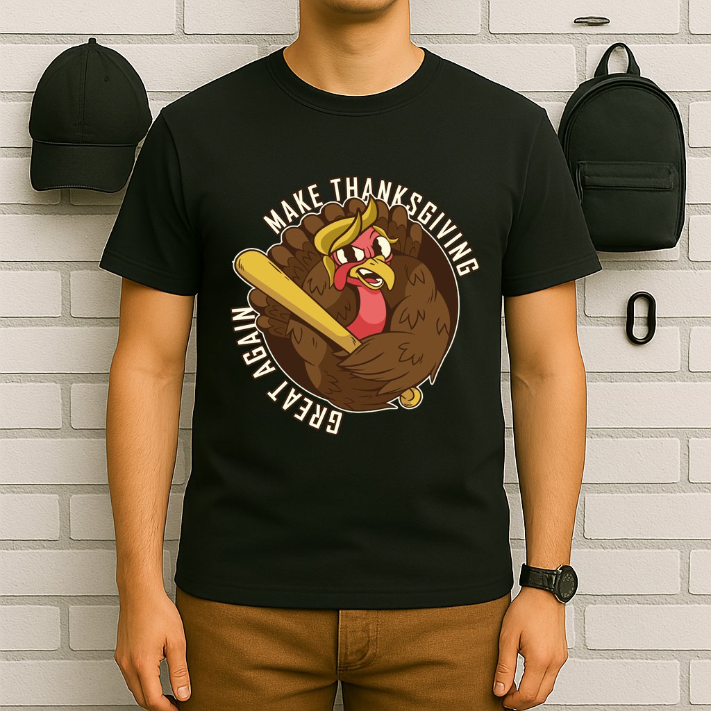 Make Thanksgiving Great Again Pro Trump Turkey Bat T-Shirt