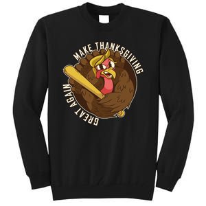 Make Thanksgiving Great Again Pro Trump Turkey Bat Tall Sweatshirt