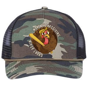 Make Thanksgiving Great Again Pro Trump Turkey Bat Retro Rope Trucker Hat Cap