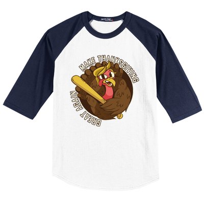 Make Thanksgiving Great Again Pro Trump Turkey Bat Baseball Sleeve Shirt