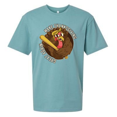 Make Thanksgiving Great Again Pro Trump Turkey Bat Sueded Cloud Jersey T-Shirt