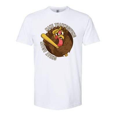 Make Thanksgiving Great Again Pro Trump Turkey Bat Softstyle CVC T-Shirt