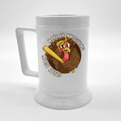 Make Thanksgiving Great Again Pro Trump Turkey Bat Beer Stein