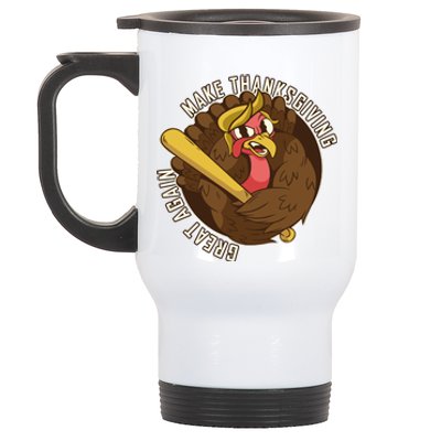 Make Thanksgiving Great Again Pro Trump Turkey Bat Stainless Steel Travel Mug